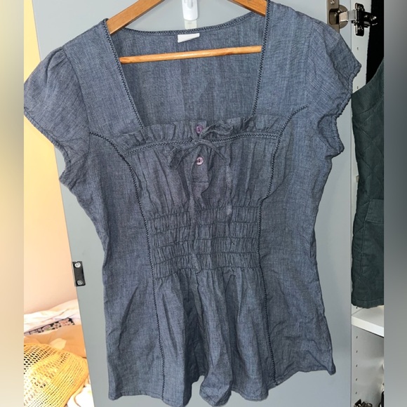 Y2K Denim Babydoll Top - Picture 1 of 5